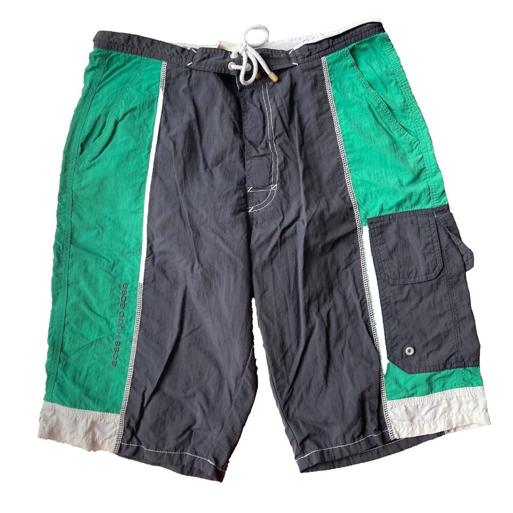 HUGO BOSS Swim Trunks Adult Small Gray Green Mens Bathing Suit Board Shorts